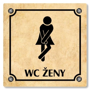 WC ženy, 100x100mm, pergamen, Kansas